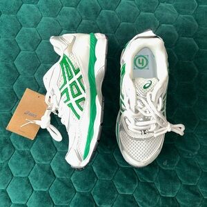 Asics White and Green Athletic Shoes